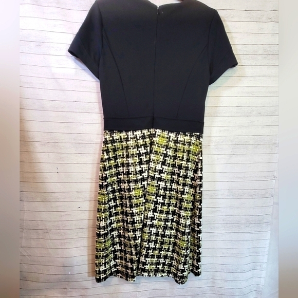 J.McLaughlin Short Sleeve Dress w Lime Green Geo Houndstooth Print, sz Small - Picture 8 of 12